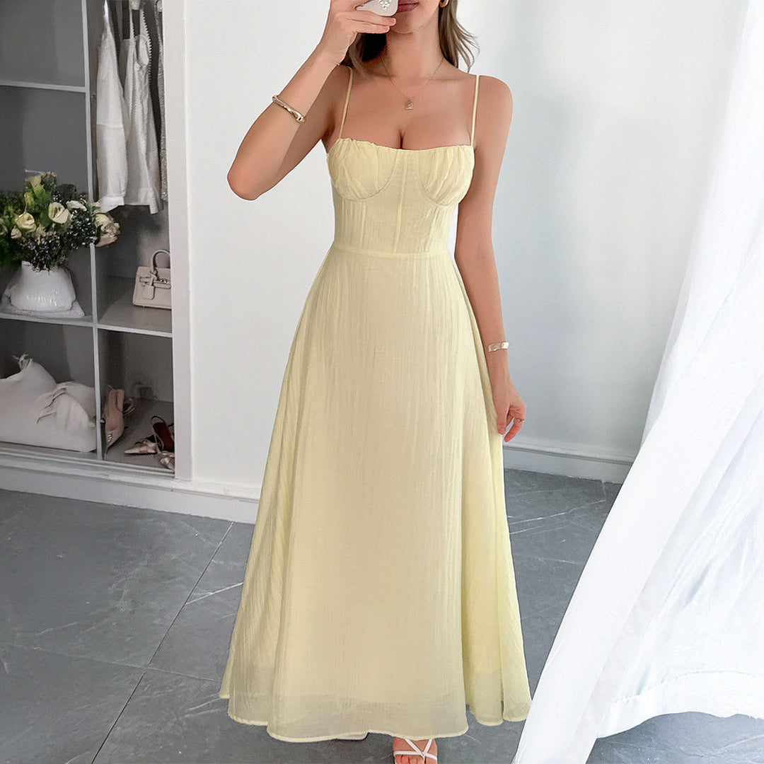 Damen Sommerliches Maxikleid mit verstellbaren Trägern und taillierter Passform Drune