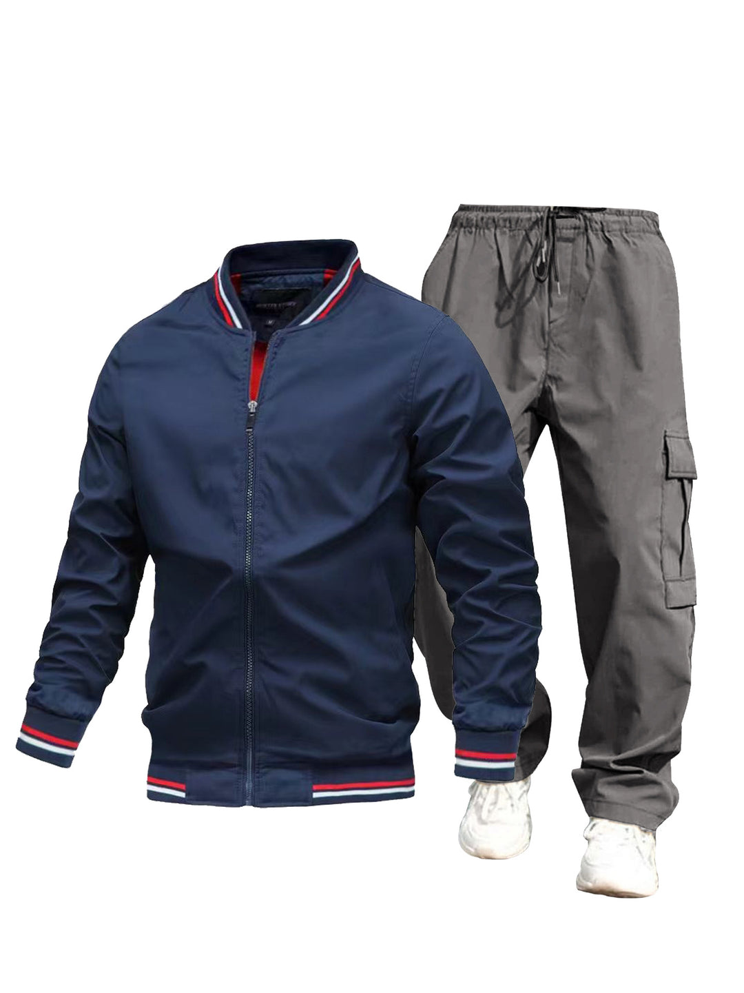 Herren Sportliche Jacke und Cargo-Hose Set Drune
