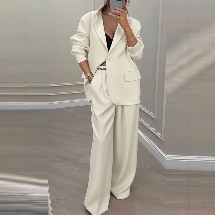 Damen elegantes Blazer- und Hose-Set mit weitem Schnitt und modernem Design Drune