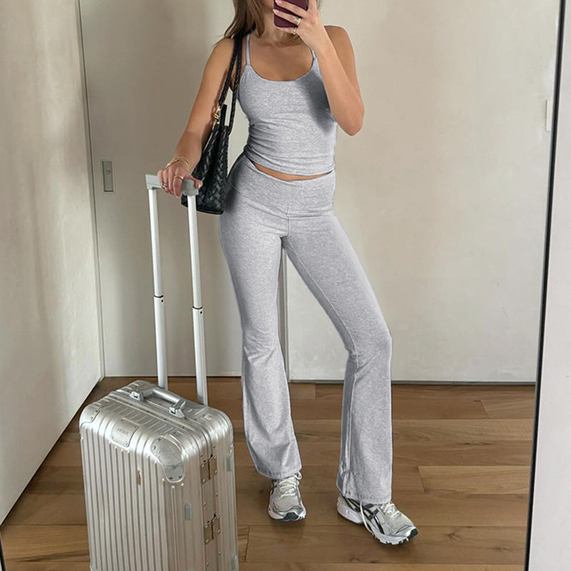 Damen lässiger Jumpsuit mit figurbetontem Oberteil und weiten Beinen Drune