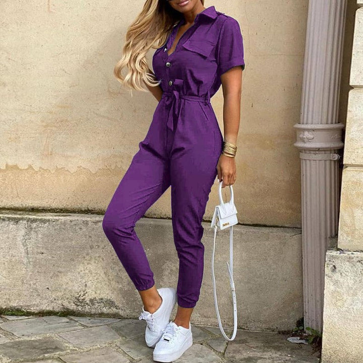 Damen Modischer Jumpsuit mit tailliertem Schnitt und praktischen Taschen Drune