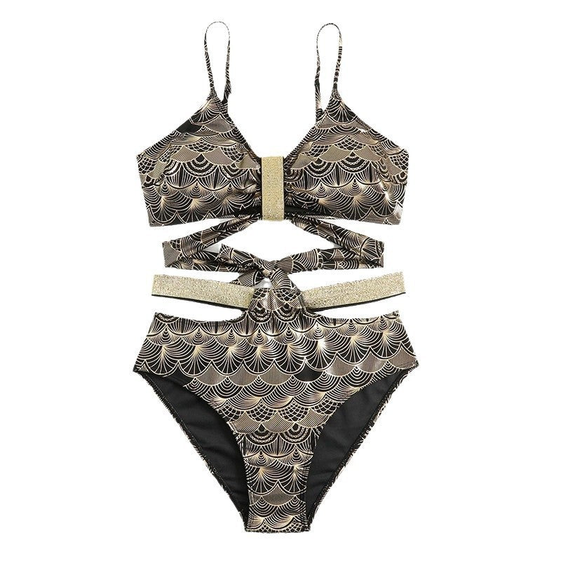 Damen Triangel-Bikini mit glamourösem Wickel-Design und eleganten Akzenten Drune