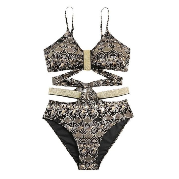 Damen Triangel-Bikini mit glamourösem Wickel-Design und eleganten Akzenten Drune