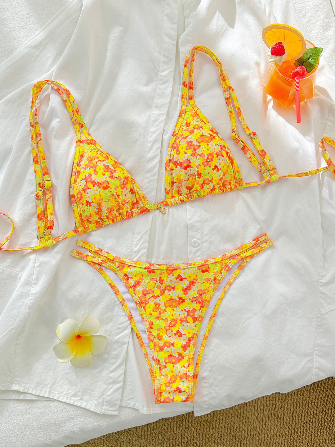 Damen Triangel-Bikini mit floralen Mustern Drune