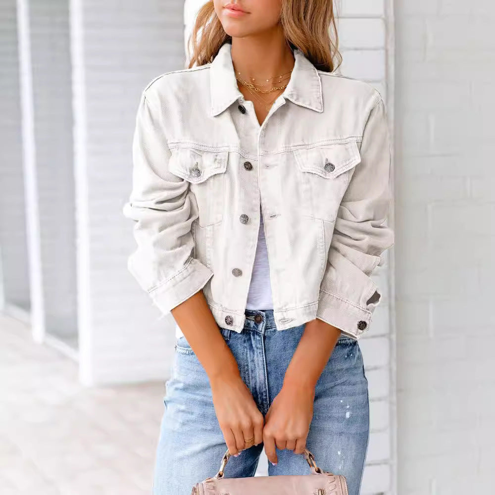 Damen Kurze Denimjacke mit modischem Schnitt Drune