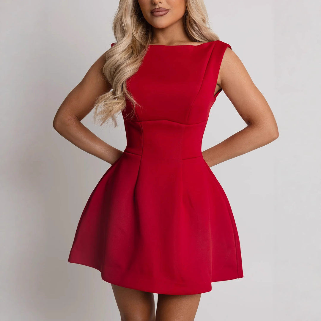 Damen Schickes Kurzkleid mit ausgestelltem Rock und elegantem Schnitt Drune