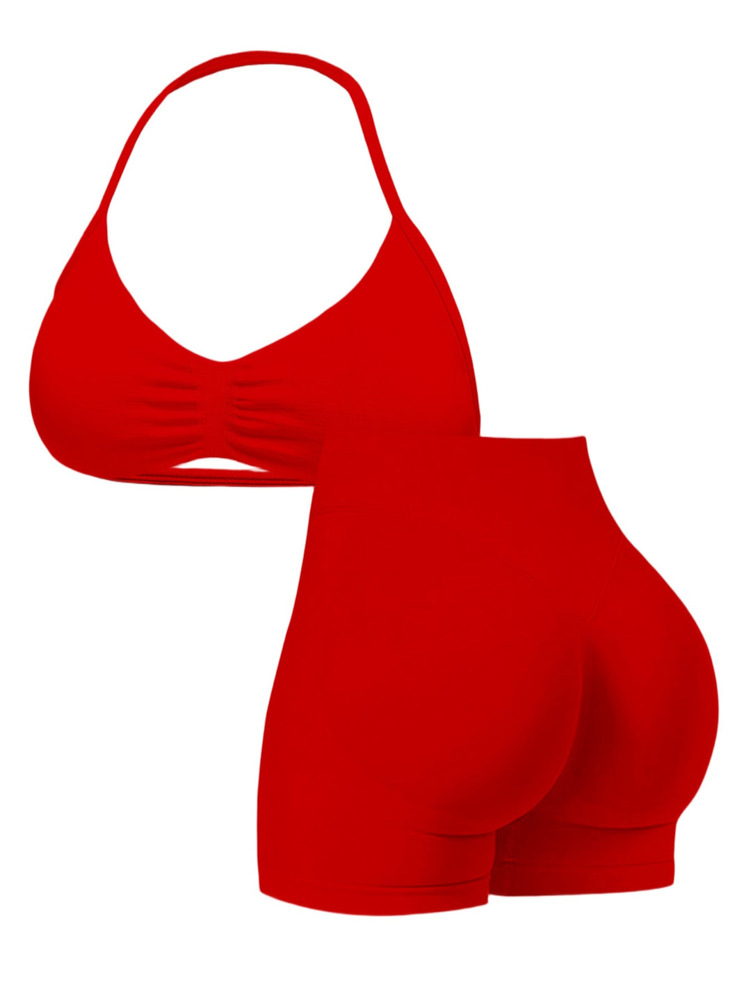 Damen Sport-Bikini-Oberteil mit hoch geschnittenen Shorts und nahtlosem Design Drune