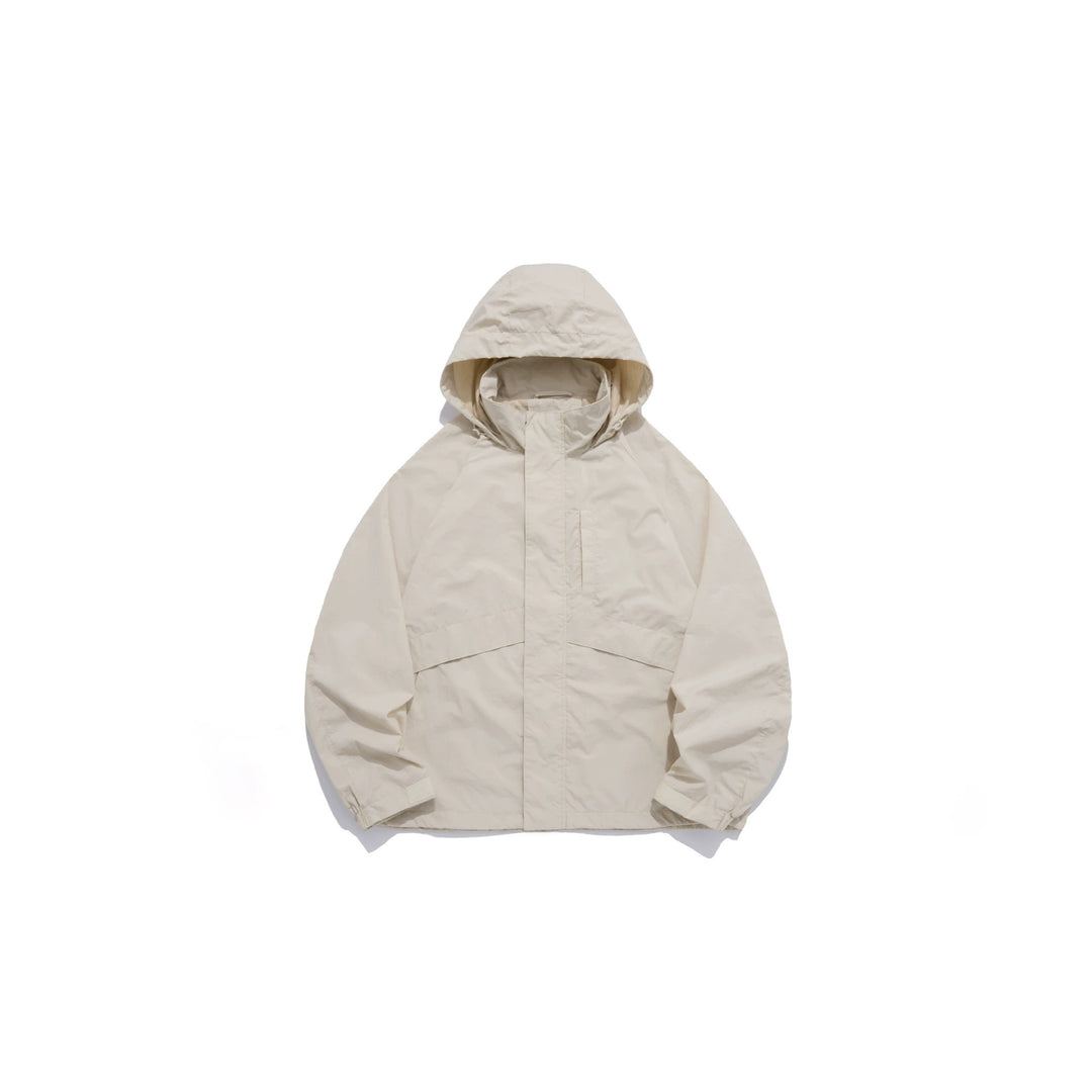 Unisex Weite wasserabweisende Kapuzenparka mit verdeckter Reißverschlussblende und Klappentaschen Drune