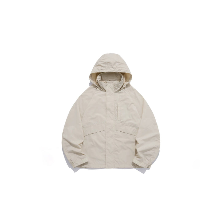 Unisex Weite wasserabweisende Kapuzenparka mit verdeckter Reißverschlussblende und Klappentaschen Drune