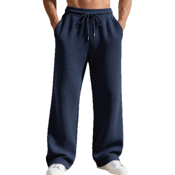 Herren Locker geschnittene Loungehose mit Waffelstruktur und Kordelzug Drune
