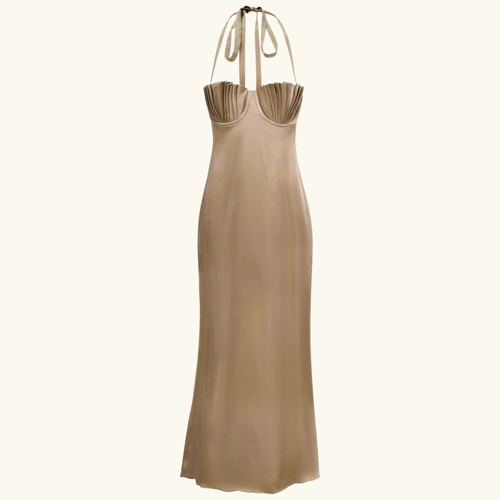 Damen Abendkleid mit tailliertem Oberteil und raffinierten Falten Drune