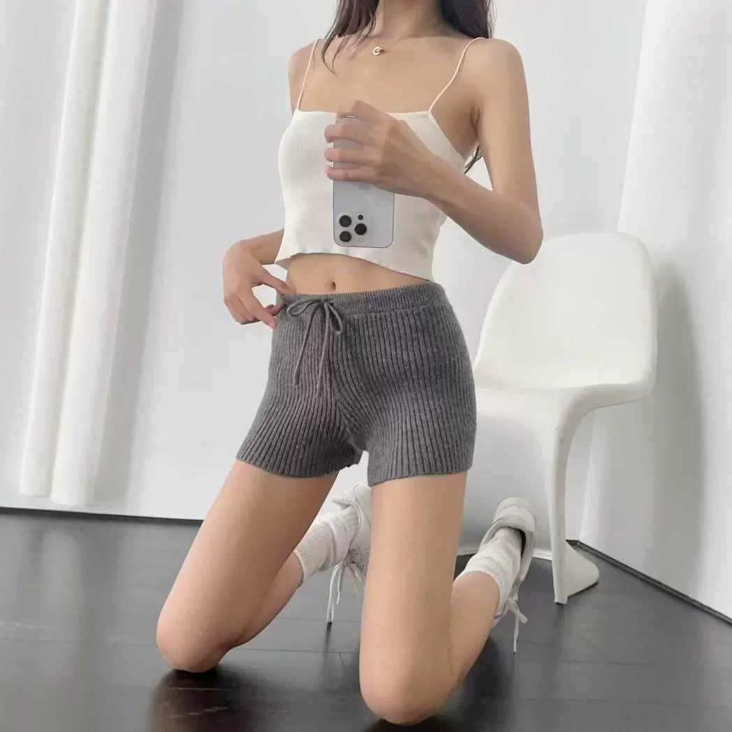Damen Rippenstrick Shorts Drune