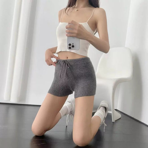 Damen Rippenstrick Shorts Drune