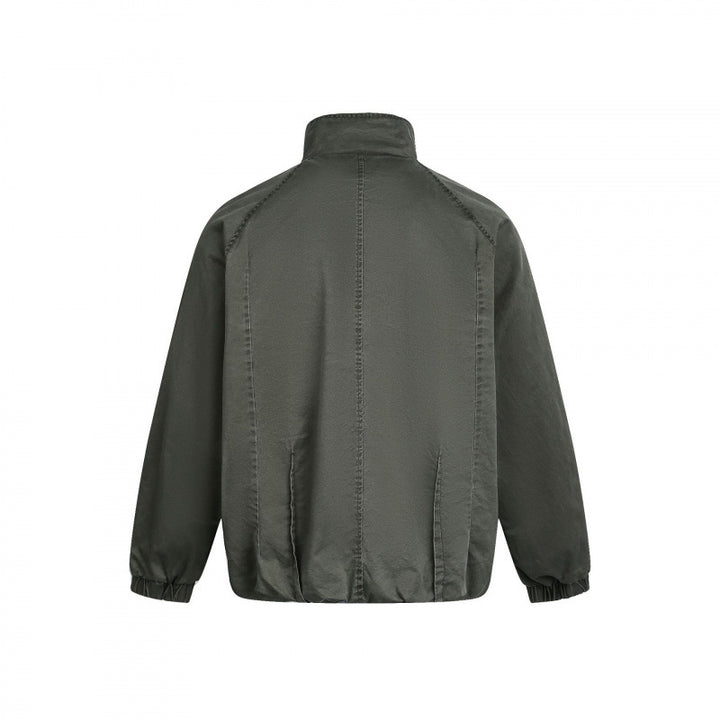 Herren Minimalistische Nylon-Bomberjacke mit Stehkragen, Raglanärmeln und gerafftem Saum Drune