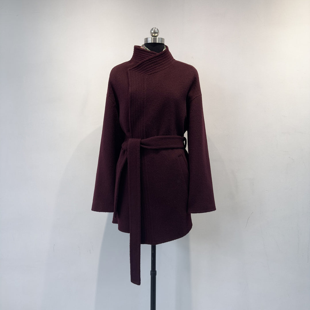 Damen Gemütlicher Gürtelstrickjacke Schalkragen Drune