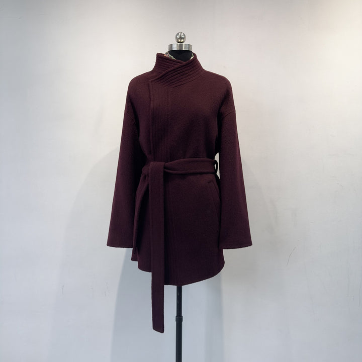 Damen Gemütlicher Gürtelstrickjacke Schalkragen Drune