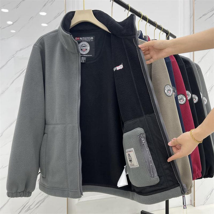 Herren Wärmende Fleecejacke mit Stehkragen, Reißverschluss und elastischen Bündchen Drune