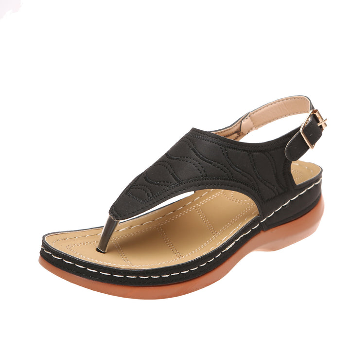Damen Keil-Sandalette mit verstellbarem Fersenriemen und gesteppter Wildlederoptik Drune