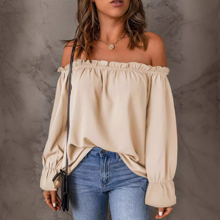 Damen Off-Shoulder Bluse mit Rüschendetails Drune