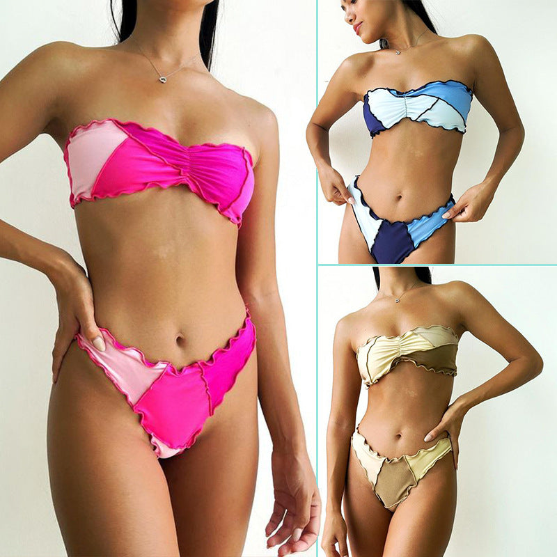 Damen Bandeau-Bikini mit Rüschendetails Drune