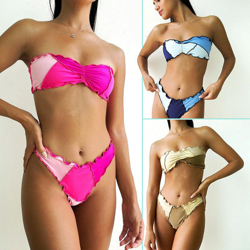 Damen Bandeau-Bikini mit Rüschendetails Drune