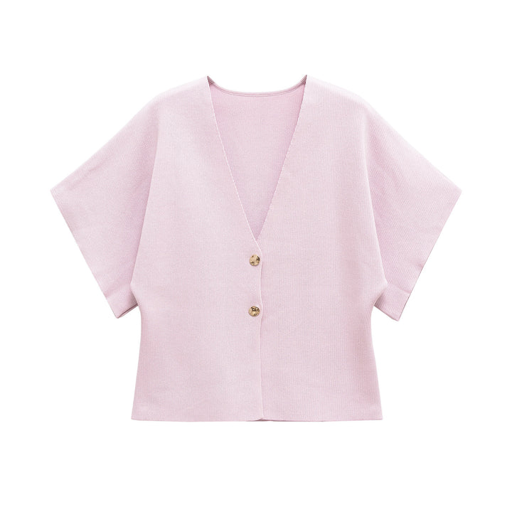 Damen leichte Strickjacke mit elegantem V-Ausschnitt und luxuriösen Knopfdetails Drune