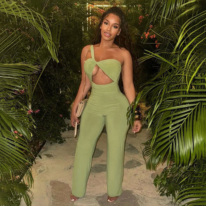 Damen eleganter Jumpsuit mit raffiniertem Twist-Design Drune