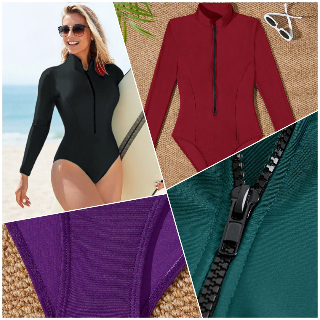 Damen Sportlicher Langarm-Surfsuit mit hochgeschlossenem Kragen Drune