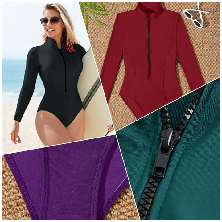 Damen Sportlicher Langarm-Surfsuit mit hochgeschlossenem Kragen Drune
