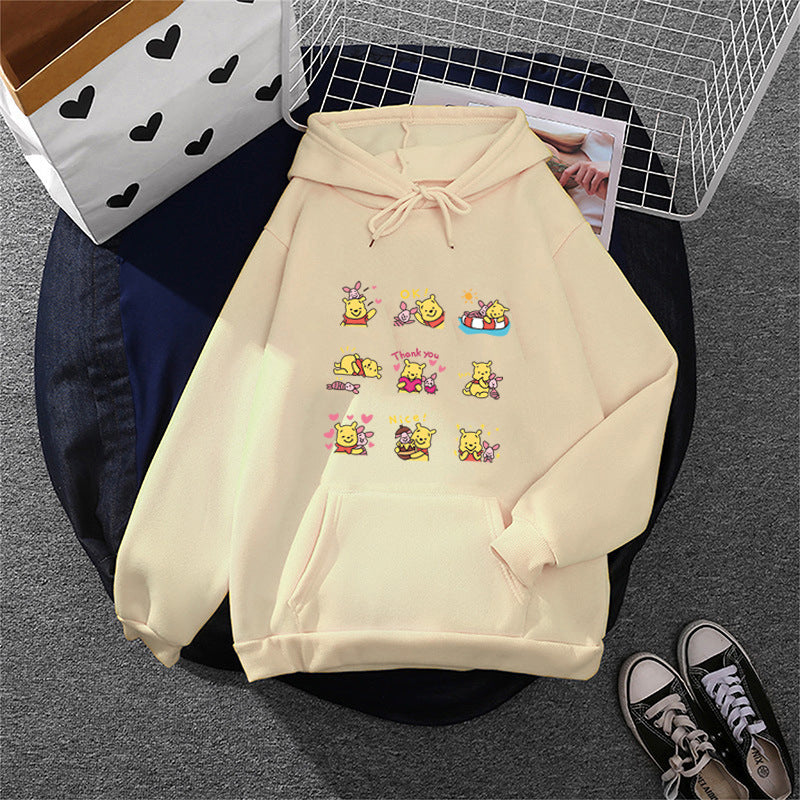 Damen nan Kapuzenpullover mit mehrfachem Comic-Emote-Print, oversized Schnitt und weichem Innenfutter Drune