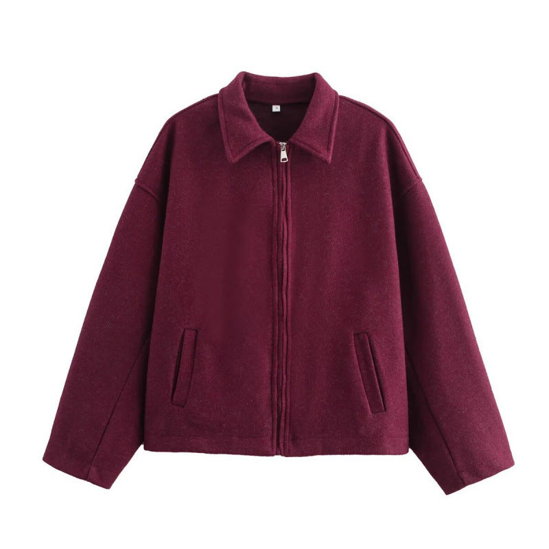 Damen Oversized Fleecejacke mit Reißverschluss und Hemdkragen Drune