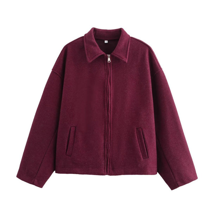 Damen Oversized Fleecejacke mit Reißverschluss und Hemdkragen Drune