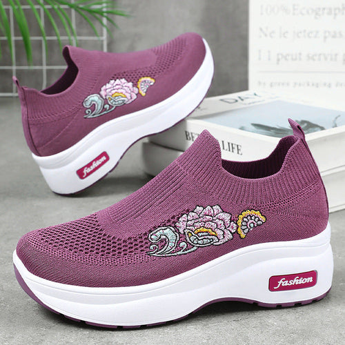 Damen Sportliche Stretch-Sneaker mit floraler Applikation und dämpfender Sohle Drune