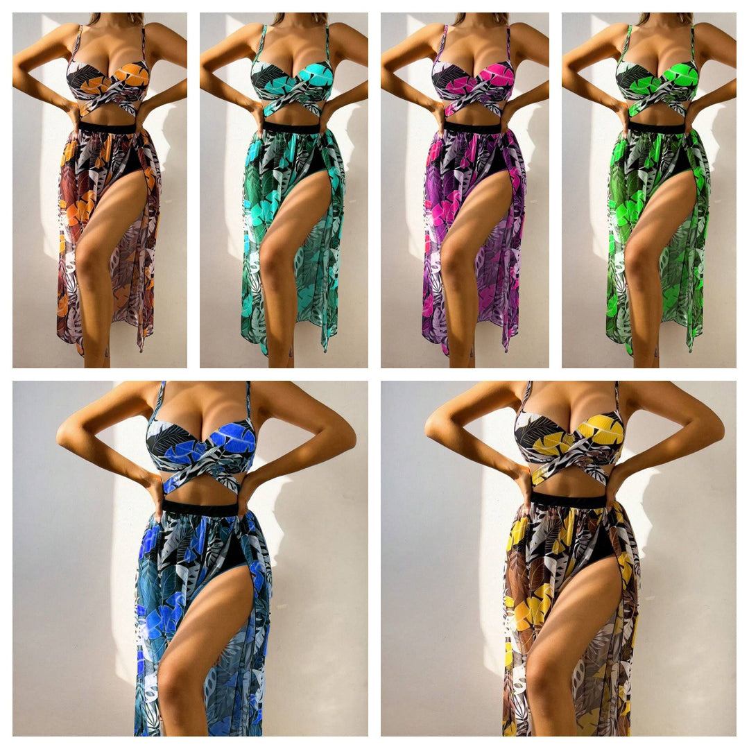 Damen Bikini-Set mit extravagantem Cut-Out und floralem Rock Drune