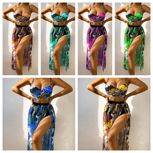 Damen Bikini-Set mit extravagantem Cut-Out und floralem Rock Drune