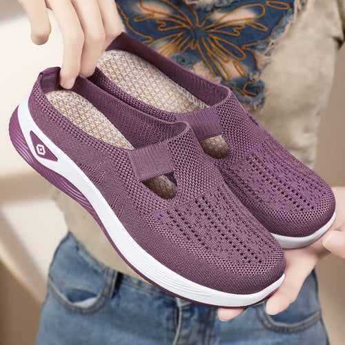Damen nan atmungsaktive Strick-Slipper Clog mit seitlicher Cut-Out-Öffnung, dämpfender EVA- und PU-Zwischensohle Drune