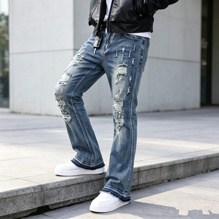 Herren Ripped Slim-Fit Jeans mit modischen Details Drune
