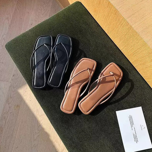 Damen Elegante und flache Zehentrenner mit minimalistischen Riemen Drune