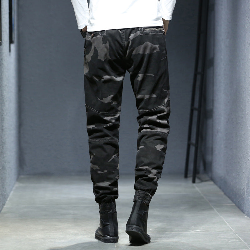 Herren Camouflage-Utility-Joggerhose mit verstärkten Kniepaneelen, verdeckten Reißverschlusstaschen und elastischem Knöchelabschluss Drune