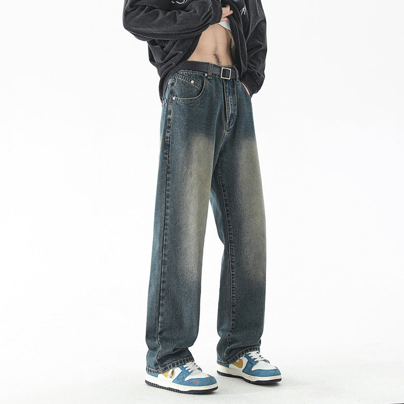 Herren Baggy-Jeans im Vintage-Stonewash mit weitem geradem Bein Drune