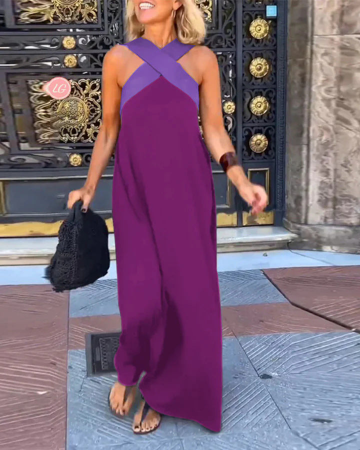 Damen Maxikleid mit modernem X-Trägerdesign Drune