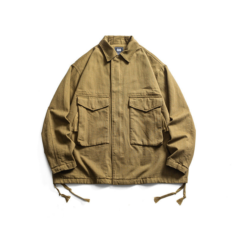 Herren Boxy-Utility-Blousonjacke aus Canvas mit aufgesetzten Pattentaschen und Kordelzugsaum Drune