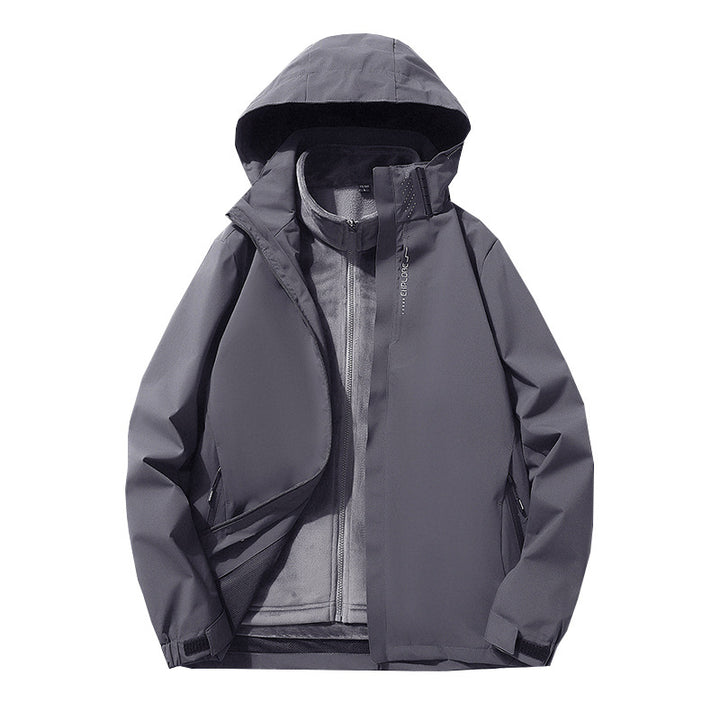 Herren Dreilagige wasserdichte Outdoor-Softshelljacke mit abnehmbarer Fleece-Innenjacke Drune