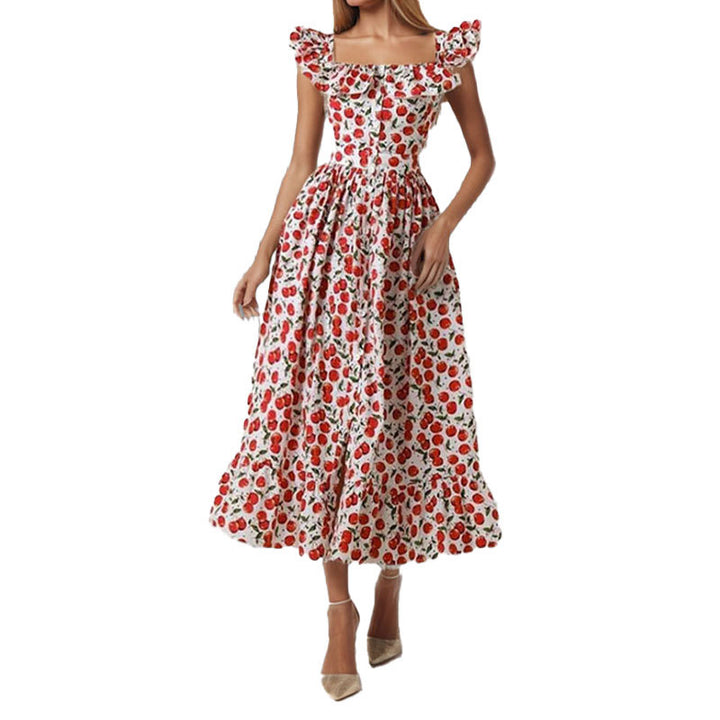 Damen Maxikleid mit Rüschen und floralem Druck Drune