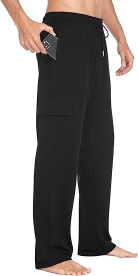 Herren nan komfortable Cargo-Loungehose mit elastischem Bund, Kordelzug, geradem Bein und aufgesetzten Klappentaschen Drune