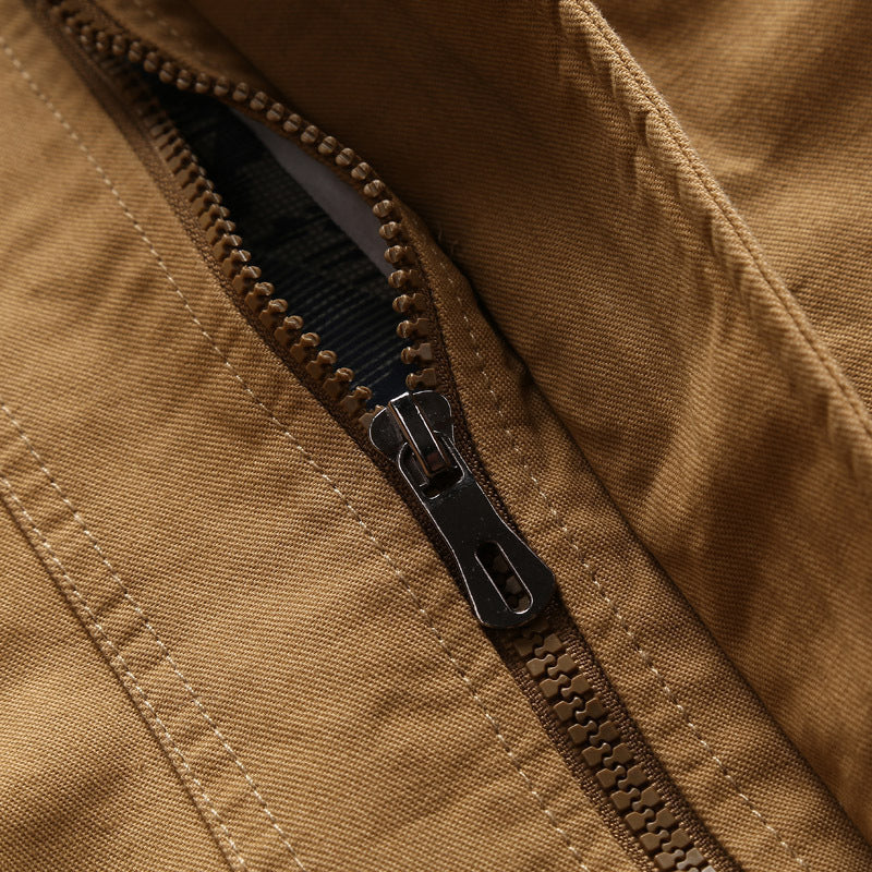 Herren nan leichtgewichtige Canvas-Utility-Jacke mit gesteppter Innenfütterung, verdecktem Zweiwege-Reißverschluss und elastischen Bündchen Drune