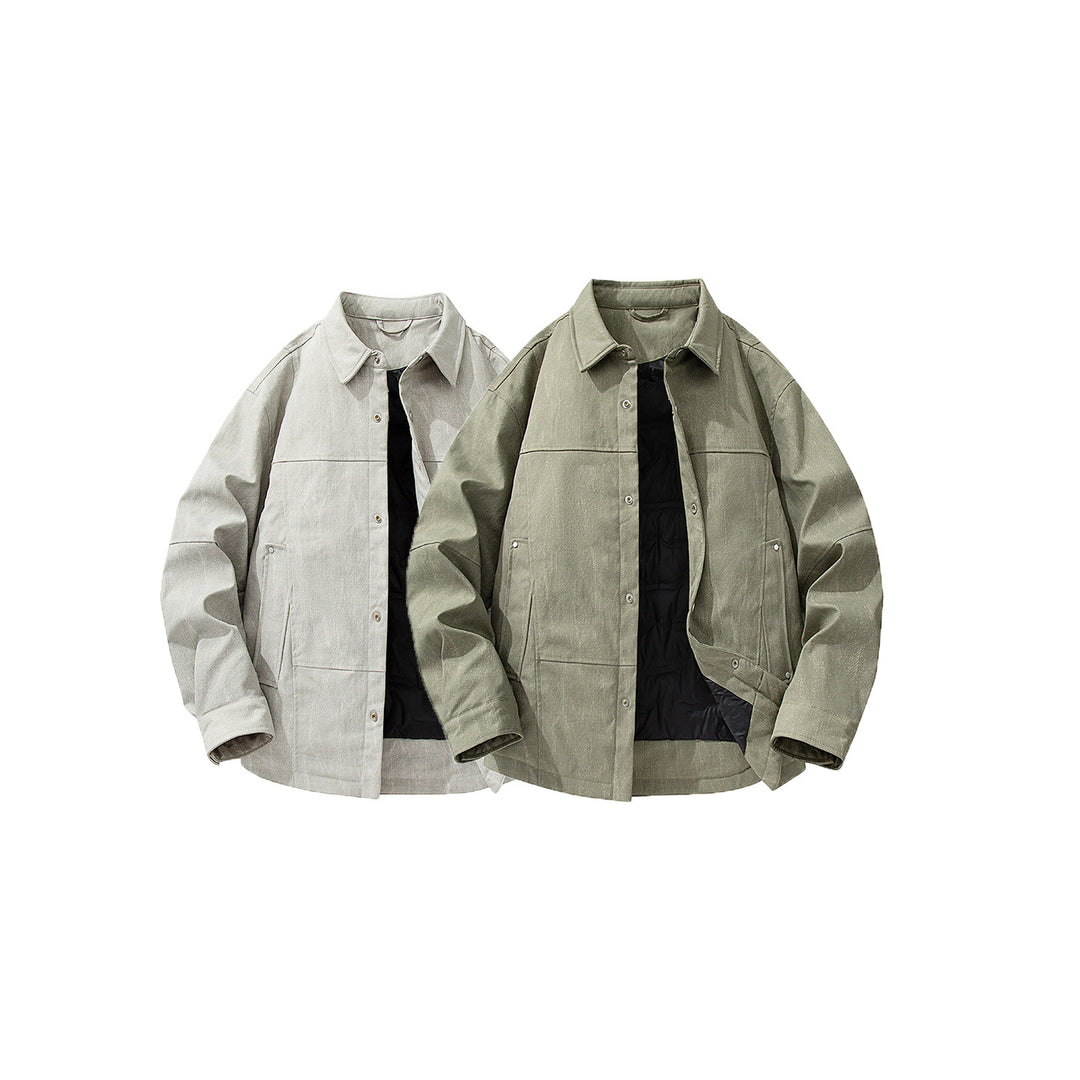 Herren gesteppte, gefütterte Canvas-Utility-Jacke mit Druckknöpfen Drune