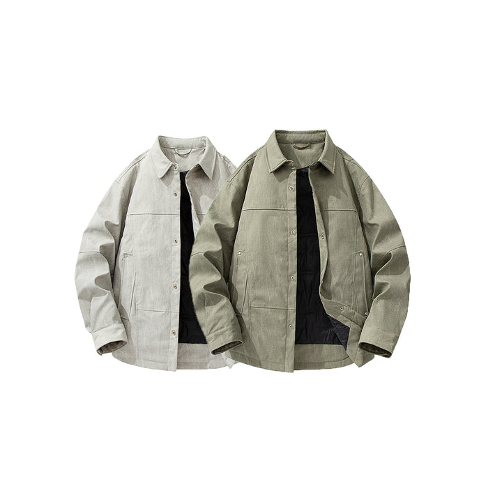Herren gesteppte, gefütterte Canvas-Utility-Jacke mit Druckknöpfen Drune