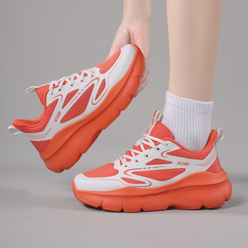 Damen nan modische Volumen-Sneaker mit atmungsaktivem Mesh, verstärkenden Overlays und extra gedämpfter Keilsohle Drune