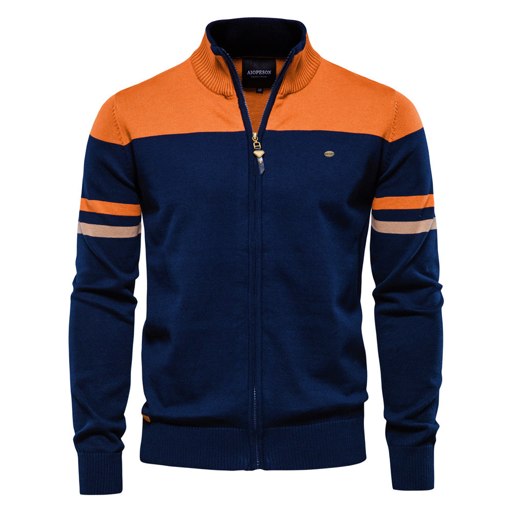 Herren sportliche Strickjacke mit hohem Kragen und Reißverschluss Drune